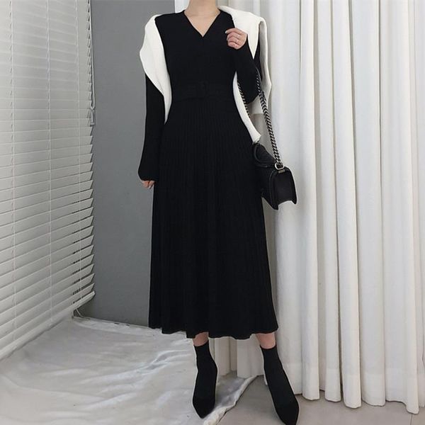 hzirip autumn winter lace-up knitted dress women vintage work wear v-neck elegant ol single breasted long dresses vestidos casual, Black;gray
hzirip autumn winter lace-up knitted dress women vintage work wear v-neck elegant ol single breasted long dresses vestidos casual, Black;gray