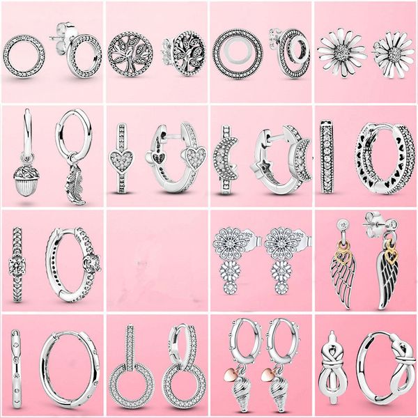 925 sterling silver daisy flower family tree hoop u & heart stud earrings for women jewelry engagement party, Golden;silver
925 sterling silver daisy flower family tree hoop u & heart stud earrings for women jewelry engagement party, Golden;silver