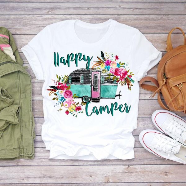 women's t-shirt womens graphic female tee women summer happy camper flower truck short sleeve lady t-shirts t shirt ladies, White
women's t-shirt womens graphic female tee women summer happy camper flower truck short sleeve lady t-shirts t shirt ladies, White