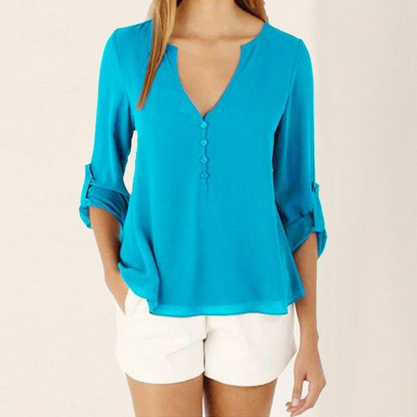spring ladies office work blouse women solid v neck button chiffon shirt autumn multicolor loose long sleeve 2021 women's blouses & shi, White
spring ladies office work blouse women solid v neck button chiffon shirt autumn multicolor loose long sleeve 2021 women's blouses & shi, White