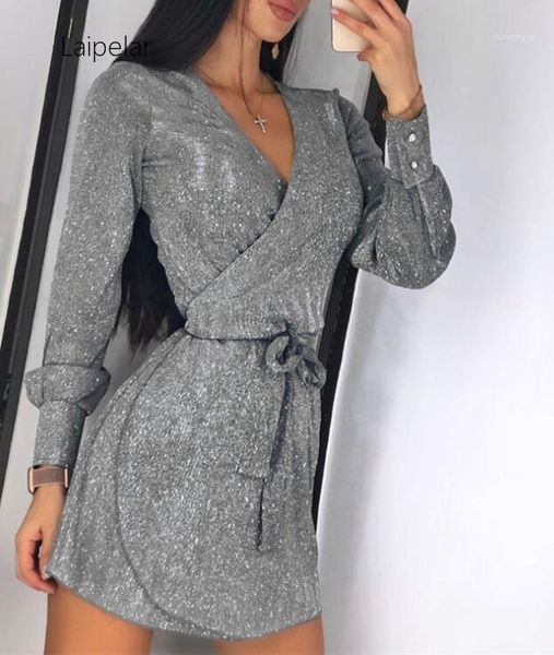 casual dresses laipelar glitter wrap mini dress v neck lace up women long sleeve 2021 autumn winter party club streetwear clothes, Black;gray
casual dresses laipelar glitter wrap mini dress v neck lace up women long sleeve 2021 autumn winter party club streetwear clothes, Black;gray
