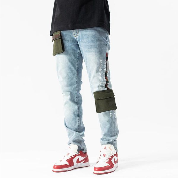 men's jeans american high street brand gi scratch zipper patchwork man pants streetwear slim trousers clothing, Blue
men's jeans american high street brand gi scratch zipper patchwork man pants streetwear slim trousers clothing, Blue