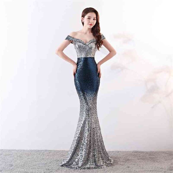 gradient evening 2021 winter new fashion banquet host long waist fishtail dress, White;black
gradient evening 2021 winter new fashion banquet host long waist fishtail dress, White;black