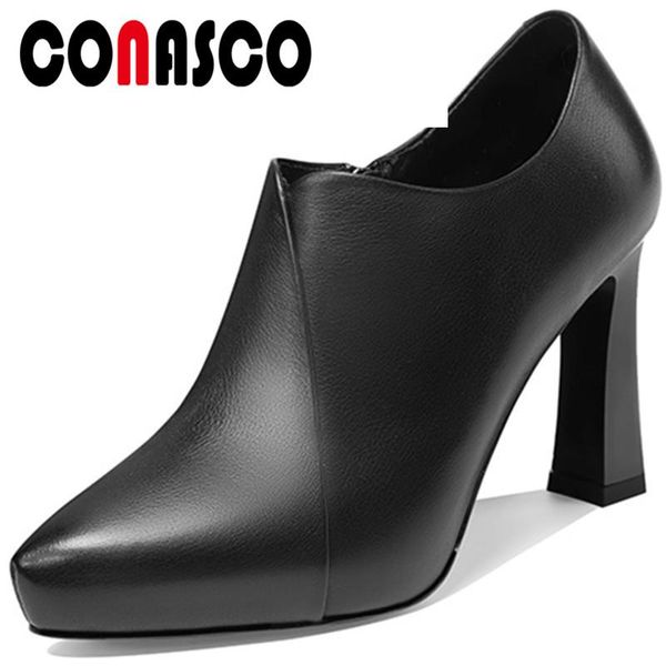 dress shoes conasco classic design women pumps genuine leather spring casual side zipper rhinestone pointed toe high heeled woman, Black
dress shoes conasco classic design women pumps genuine leather spring casual side zipper rhinestone pointed toe high heeled woman, Black