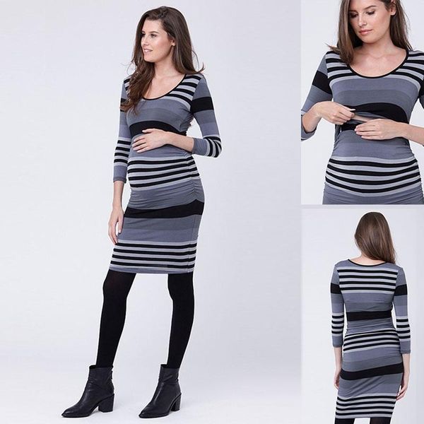 maternity dresses lactation pregnant women clothes round neck slim fit striped nursing dress pregnancy breastfeeding, White
maternity dresses lactation pregnant women clothes round neck slim fit striped nursing dress pregnancy breastfeeding, White