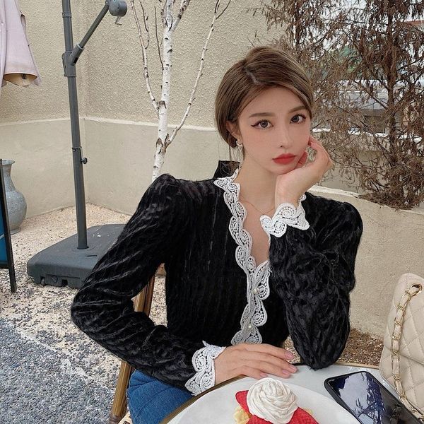 black velour blusas mujer de moda lace-up women's clothing spring autumn vintage long sleeve shirts loose ladies blouses &, White
black velour blusas mujer de moda lace-up women's clothing spring autumn vintage long sleeve shirts loose ladies blouses &, White