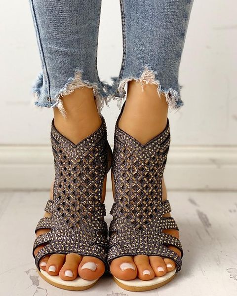 woman peep toe sandals women hollow out wedges women's bling rome crystal female zip shoes ladies footwear plus size, Black
woman peep toe sandals women hollow out wedges women's bling rome crystal female zip shoes ladies footwear plus size, Black