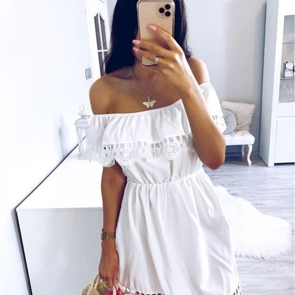 summer dres elegant sweet lace white stylish slash neck mini casual beach sundress female vestidos 210729, Black;gray
summer dres elegant sweet lace white stylish slash neck mini casual beach sundress female vestidos 210729, Black;gray