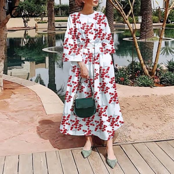 casual dresses celmia women floral print long dress 2021 autumn fashion 3/4 sleeve belt pockets maxi vestidos elegant a line party, Black;gray
casual dresses celmia women floral print long dress 2021 autumn fashion 3/4 sleeve belt pockets maxi vestidos elegant a line party, Black;gray