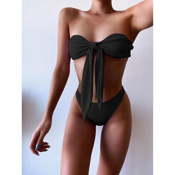 women's swimwear swimming suit for women bikini set bandeau bikinis bathing solid color bañadores mujer 2021, White;black
women's swimwear swimming suit for women bikini set bandeau bikinis bathing solid color bañadores mujer 2021, White;black