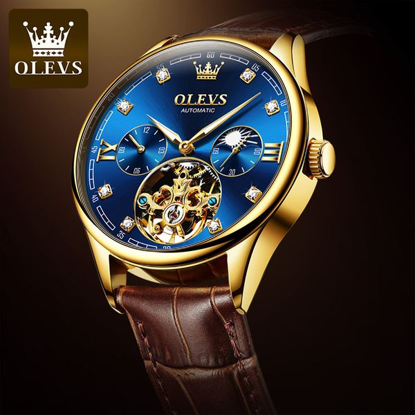 olevs 2021 new classic gentlemen mechanical clock luxury tours leather military moon phase, Slivery;brown
olevs 2021 new classic gentlemen mechanical clock luxury tours leather military moon phase, Slivery;brown