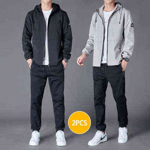 2021 mens two pieces set hooded jacket and pants set autumn men tracksuit fashion sportswear solid color casual male sports suit g1209, Gray
2021 mens two pieces set hooded jacket and pants set autumn men tracksuit fashion sportswear solid color casual male sports suit g1209, Gray