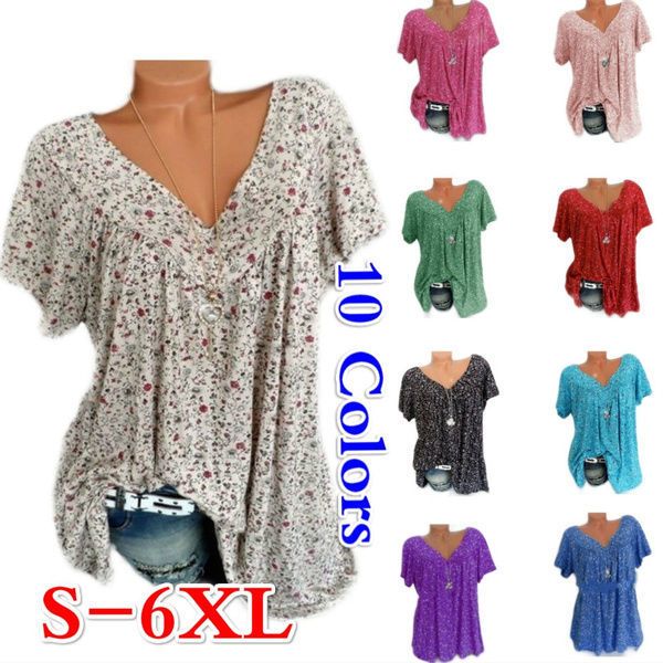 summer women plus size casual loose v neck short sleeve floral printed blouse, White
summer women plus size casual loose v neck short sleeve floral printed blouse, White