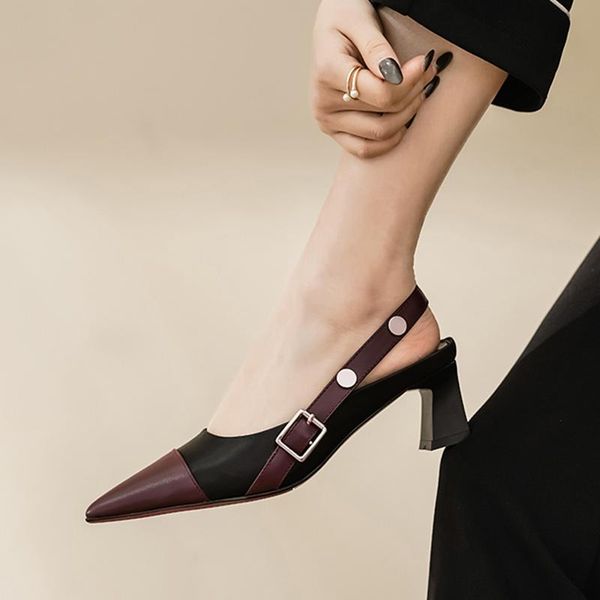 dress shoes black genuine leather women slingback pumps pointed toe studded shallow single woman 6cm summer sandals femmes zapatillas
dress shoes black genuine leather women slingback pumps pointed toe studded shallow single woman 6cm summer sandals femmes zapatillas