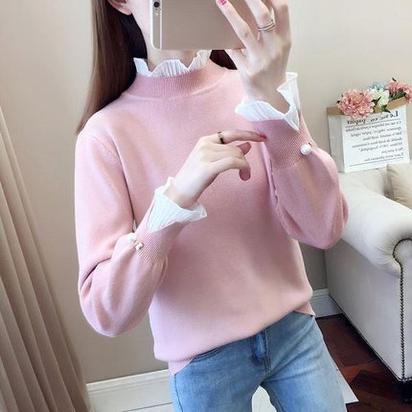 women's sweaters fashion exquisite chic beading sweater sweet flounced edge patchwork woman fall 2021 long sleeve knit pullover, White;black
women's sweaters fashion exquisite chic beading sweater sweet flounced edge patchwork woman fall 2021 long sleeve knit pullover, White;black