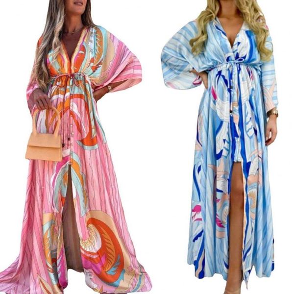 casual dresses beach dress printed split hem women deep v neck waist tie button 2021 elegant summer boho long clothing, Black;gray
casual dresses beach dress printed split hem women deep v neck waist tie button 2021 elegant summer boho long clothing, Black;gray