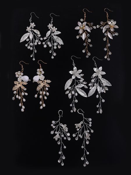bridal earring handmade rhinestones crystal pearl leaf accessories wedding dangle earring bridal fashion women girl drop jewelry, Silver
bridal earring handmade rhinestones crystal pearl leaf accessories wedding dangle earring bridal fashion women girl drop jewelry, Silver