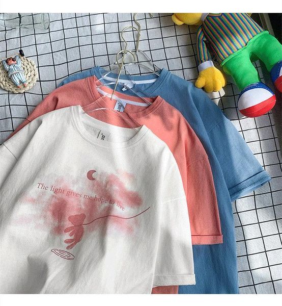 women's t-shirt salt college style 2021 summer japanese printed short-sleeved female ins student loose wild tide, White
women's t-shirt salt college style 2021 summer japanese printed short-sleeved female ins student loose wild tide, White