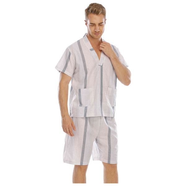 sleepwear fashion pajamas men's cotton yarn dyed kimono short sleeve home sauna suit, Black;brown
sleepwear fashion pajamas men's cotton yarn dyed kimono short sleeve home sauna suit, Black;brown