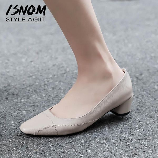 dress shoes isnom unusual thick heels women pumps square toe footwear genuine leather fashion shallow female 2021 spring, Black
dress shoes isnom unusual thick heels women pumps square toe footwear genuine leather fashion shallow female 2021 spring, Black