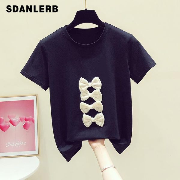 women 2021 summer korean style fashion bow decoration round neck short sleeve t-shirt female casual slim bottom t shirt women's, White
women 2021 summer korean style fashion bow decoration round neck short sleeve t-shirt female casual slim bottom t shirt women's, White
