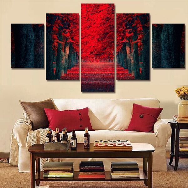 5pcs/set unframed red forest large trees landscape painting on canvas wall art picture for living room decor
5pcs/set unframed red forest large trees landscape painting on canvas wall art picture for living room decor