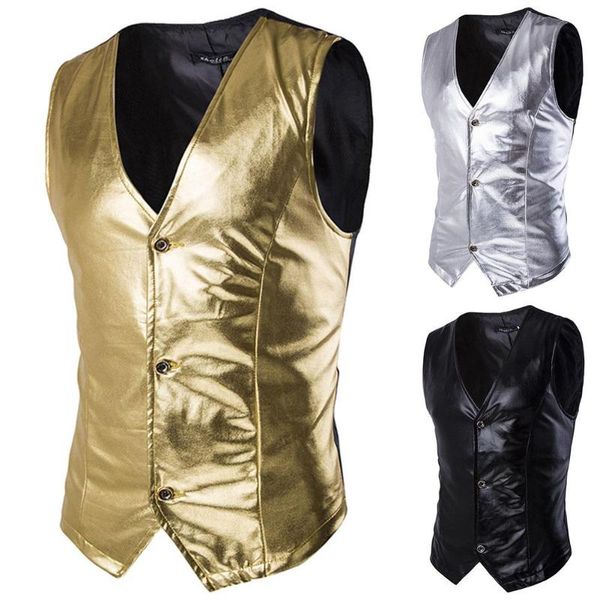 men's vests 2021 dress for stylish men sleeveless gold stamping single-breasted slim waistcoat business formal jacket, Black;white
men's vests 2021 dress for stylish men sleeveless gold stamping single-breasted slim waistcoat business formal jacket, Black;white