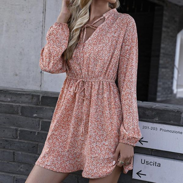 women's long sleeve self tie floral print short dress 2021 style v-neck literary retro eustoma dresses casual, Black;gray
women's long sleeve self tie floral print short dress 2021 style v-neck literary retro eustoma dresses casual, Black;gray
