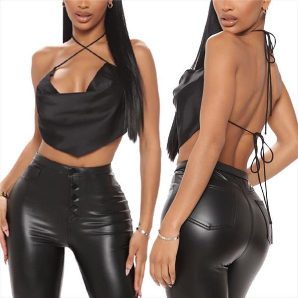 fashion summer crop solid women cami color lacing cross straps low cut tight vest streetwear backless loose camisole, White
fashion summer crop solid women cami color lacing cross straps low cut tight vest streetwear backless loose camisole, White