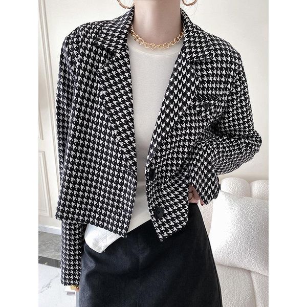 women's suits & blazers design sense houndstooth small suit female 2021 fall loose short colorful blazer jacket for women, White;black
women's suits & blazers design sense houndstooth small suit female 2021 fall loose short colorful blazer jacket for women, White;black