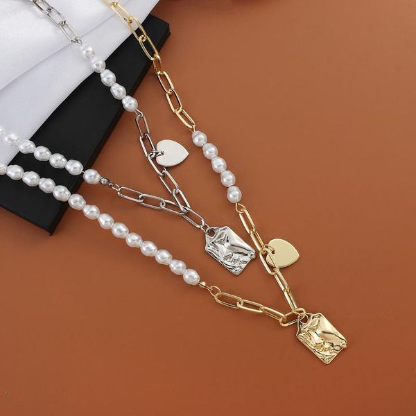 vintage baroque pearl charm chain choker necklace for women punk heart geometric pendant gold color long jewelry chains, Silver
vintage baroque pearl charm chain choker necklace for women punk heart geometric pendant gold color long jewelry chains, Silver