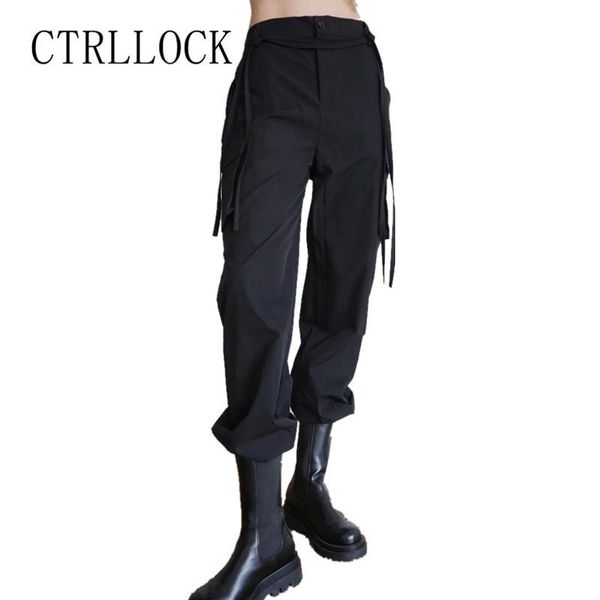 women's pants & capris ctrllock hiphop techwear multi pockets high waist legged overalls grunge elastic casual cargo, Black;white 
women's pants & capris ctrllock hiphop techwear multi pockets high waist legged overalls grunge elastic casual cargo, Black;white