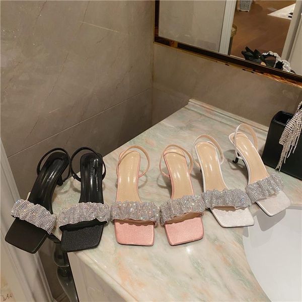 celebrity same style women sandals 2021 summer square toe tith open stiletto heels european and american crystal high, Black
celebrity same style women sandals 2021 summer square toe tith open stiletto heels european and american crystal high, Black