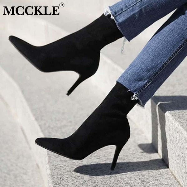 boots mcckle women high heels ankle ladies pointed toe flock slip on short boot female elegant fashion party shoes 2021, Black
boots mcckle women high heels ankle ladies pointed toe flock slip on short boot female elegant fashion party shoes 2021, Black