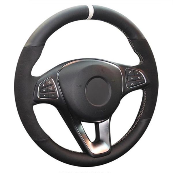 steering wheel covers hand-stitched soft black genuine leather suede car cover for - c180 c200 c260 c300 b200
steering wheel covers hand-stitched soft black genuine leather suede car cover for - c180 c200 c260 c300 b200