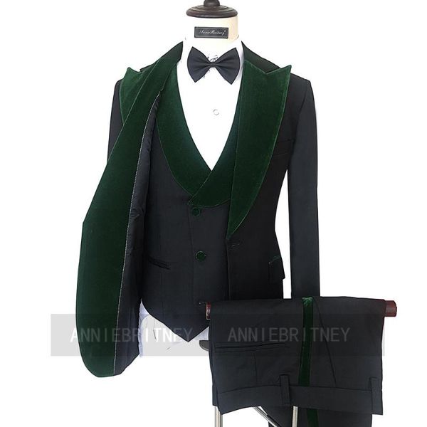 men's suits & blazers tailored men suit black with dark green velvet slim fit made bridegroom marriage wedding tuxedo blazer vest pant, White;black
men's suits & blazers tailored men suit black with dark green velvet slim fit made bridegroom marriage wedding tuxedo blazer vest pant, White;black