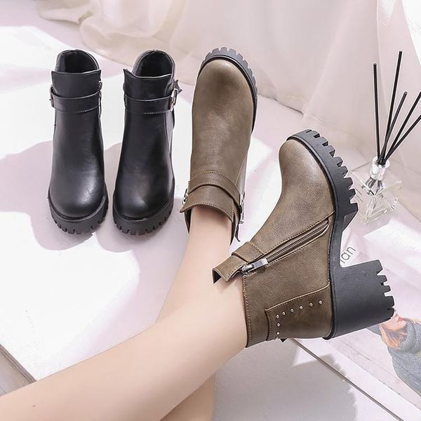 boots platform low belt buckle ankle for women plus size square heel winter zapatillas mu, Black
boots platform low belt buckle ankle for women plus size square heel winter zapatillas mu, Black