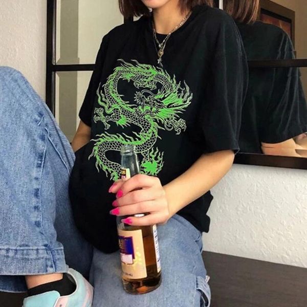 women's t-shirt streetwear ulzzang harajuku vintage chinese dragon print summer oversize loose casual shirt, White
women's t-shirt streetwear ulzzang harajuku vintage chinese dragon print summer oversize loose casual shirt, White