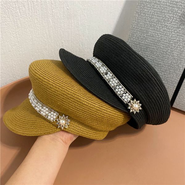 women's summer straw simple tassel pearl flat navy hat temperament age reducing uv sunscreen hat, Yellow
women's summer straw simple tassel pearl flat navy hat temperament age reducing uv sunscreen hat, Yellow