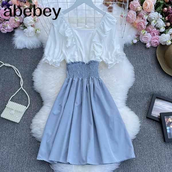 summer women french sweet ruffle dress square collar puff sleeve ruched slim stitching short a-line 210512, Black;gray
summer women french sweet ruffle dress square collar puff sleeve ruched slim stitching short a-line 210512, Black;gray