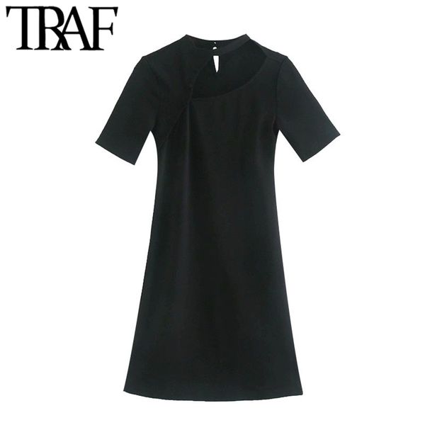 women chic fashion hollow out buttons decorate mini dress vintage o neck short sleeve slim female dresses mujer 210507, Black;gray
women chic fashion hollow out buttons decorate mini dress vintage o neck short sleeve slim female dresses mujer 210507, Black;gray