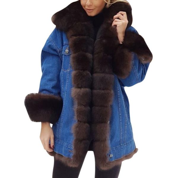 women's fur & faux women denim long-sleeved jacket fleece cardigan female winter coat overcoat plush mujer chaqueta fashion, Black
women's fur & faux women denim long-sleeved jacket fleece cardigan female winter coat overcoat plush mujer chaqueta fashion, Black