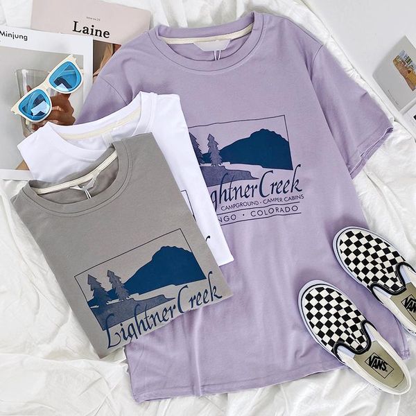 pen landscape letter print t shirt women vintage white light purple simple round neck loose thin short sleeve t-shirt women's
pen landscape letter print t shirt women vintage white light purple simple round neck loose thin short sleeve t-shirt women's