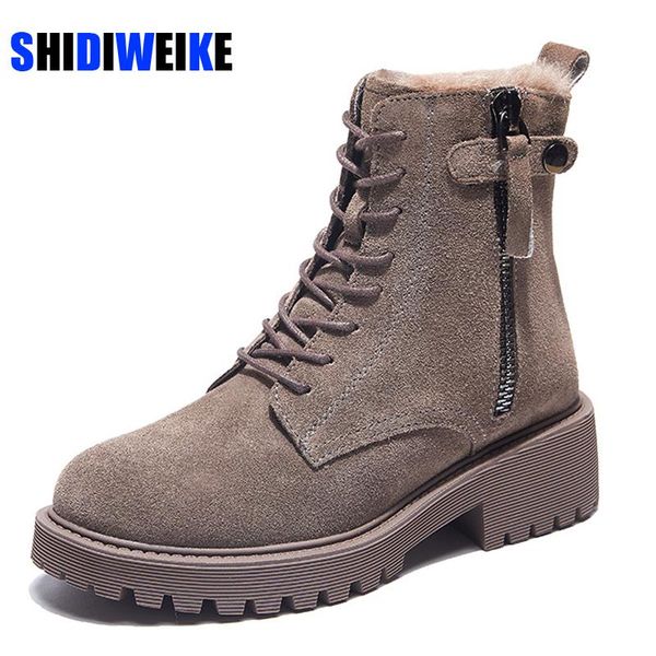 boots cow suede women autumn winter platform ladies lace up genuine leather shoes woman square heel female snow, Black
boots cow suede women autumn winter platform ladies lace up genuine leather shoes woman square heel female snow, Black