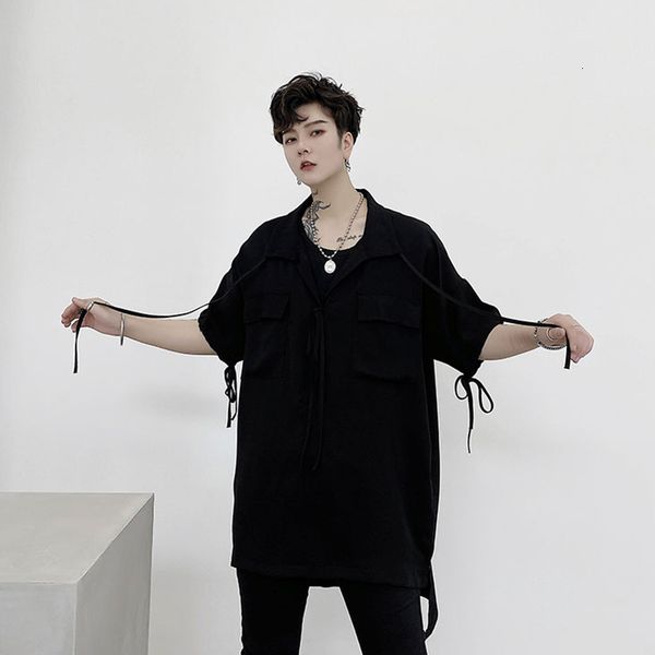 dark yamamoto-style minority design sense to pulley short sleeve korean fashion cute men's fashions loose shirt ins kdwn, White;black
dark yamamoto-style minority design sense to pulley short sleeve korean fashion cute men's fashions loose shirt ins kdwn, White;black