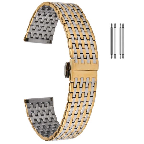 stainless steel strap 20mm 22mm metal watch band link replacement butterfly buckle gold bracelet wristband men women accessories h0915, Silver
stainless steel strap 20mm 22mm metal watch band link replacement butterfly buckle gold bracelet wristband men women accessories h0915, Silver