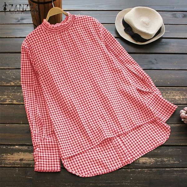 women's blouses & shirts 2021 zanzea spring long sleeve women casual turtleneck loose blouse vintage check plaid irregular baggy party, White
women's blouses & shirts 2021 zanzea spring long sleeve women casual turtleneck loose blouse vintage check plaid irregular baggy party, White