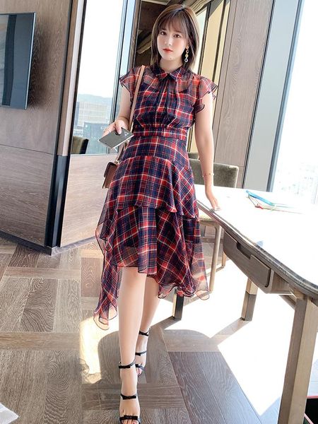 casual dresses plaid lapel with flying sleeves irregular ruffle dress, Black;gray
casual dresses plaid lapel with flying sleeves irregular ruffle dress, Black;gray