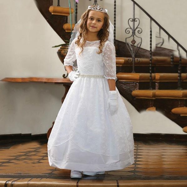 charming princess white lace flower girls dresses ball gown with 3/4 sleeves jewel neck holy communion gowns up back girl's, Red;yellow
charming princess white lace flower girls dresses ball gown with 3/4 sleeves jewel neck holy communion gowns up back girl's, Red;yellow
