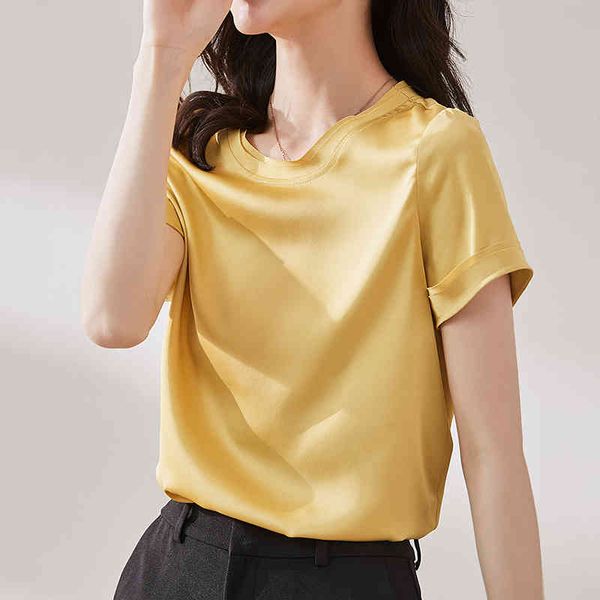 korean women's shirt silk blouses for women short sleeve female satin o-neck blouse woman basic s 210427, White
korean women's shirt silk blouses for women short sleeve female satin o-neck blouse woman basic s 210427, White